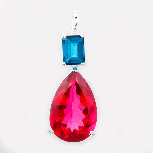 15.77 Ct Pear Pink Topaz, Paraiba Topaz, 925 Sterling Silver Pendant