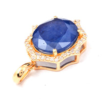 3.86 Ct Oval Mixed Cut Natural Sapphire 14K Gold Pendant