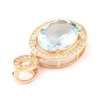 2.34 Ct Oval Mixed Cut Natural Aquamarine 14K Gold Pendant