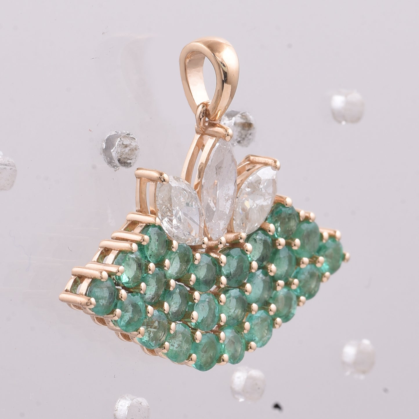 2.87 Ct Round Natural Emerald 14K Gold Pendant