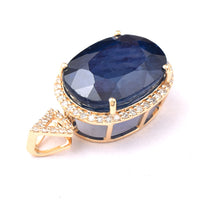 9.49 Ct Oval Mixed Cut Natural Sapphire 14K Gold Pendant