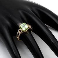 3.15 Ct Octagon Natural Eridot 14K Gold Ring