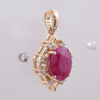 3.05 Ct Oval Natural Ruby 14K Gold Pendant