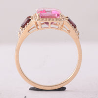 3.80 Ct Octagon Pink Topaz 9K Gold Ring
