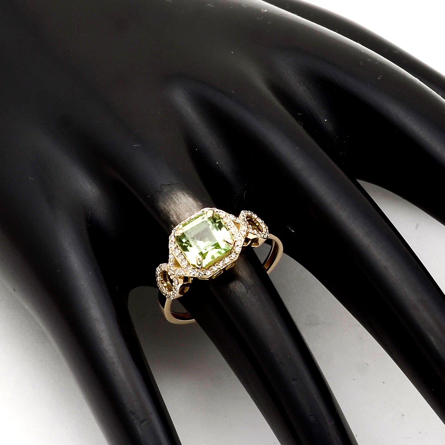 2.01 Ct Octagon Natural Eridot 14K Gold Ring