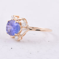 3.25 Ct Oval Natural Tanzanite 14K Gold Ring