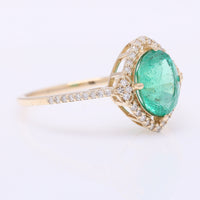 1.67 Ct Oval Mixed Cut Natural Emerald 14K Gold Ring