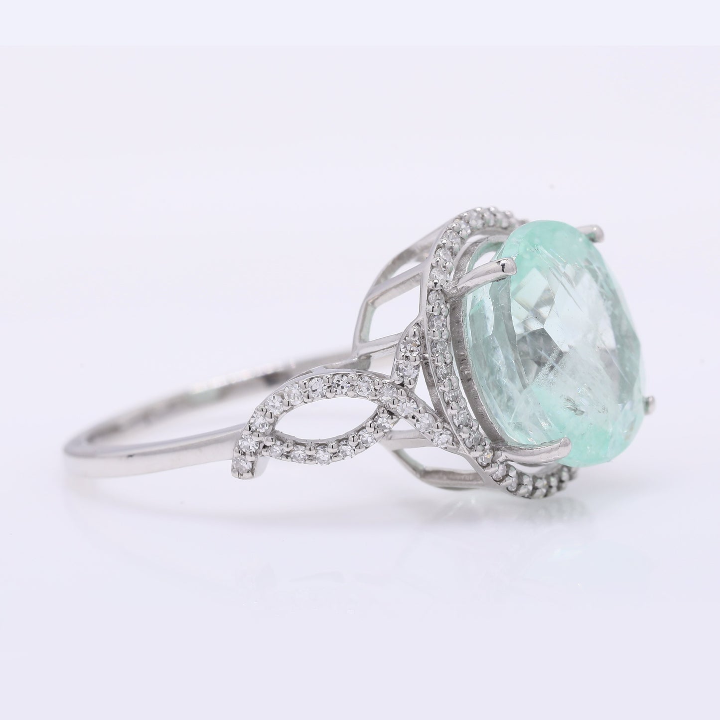 5.09 Ct Oval Mixed Cut Natural Emerald 950 Platinum Ring