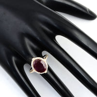 5.22 Ct Oval Mixed Cut Natural Corundum Ruby 14K Gold Ring