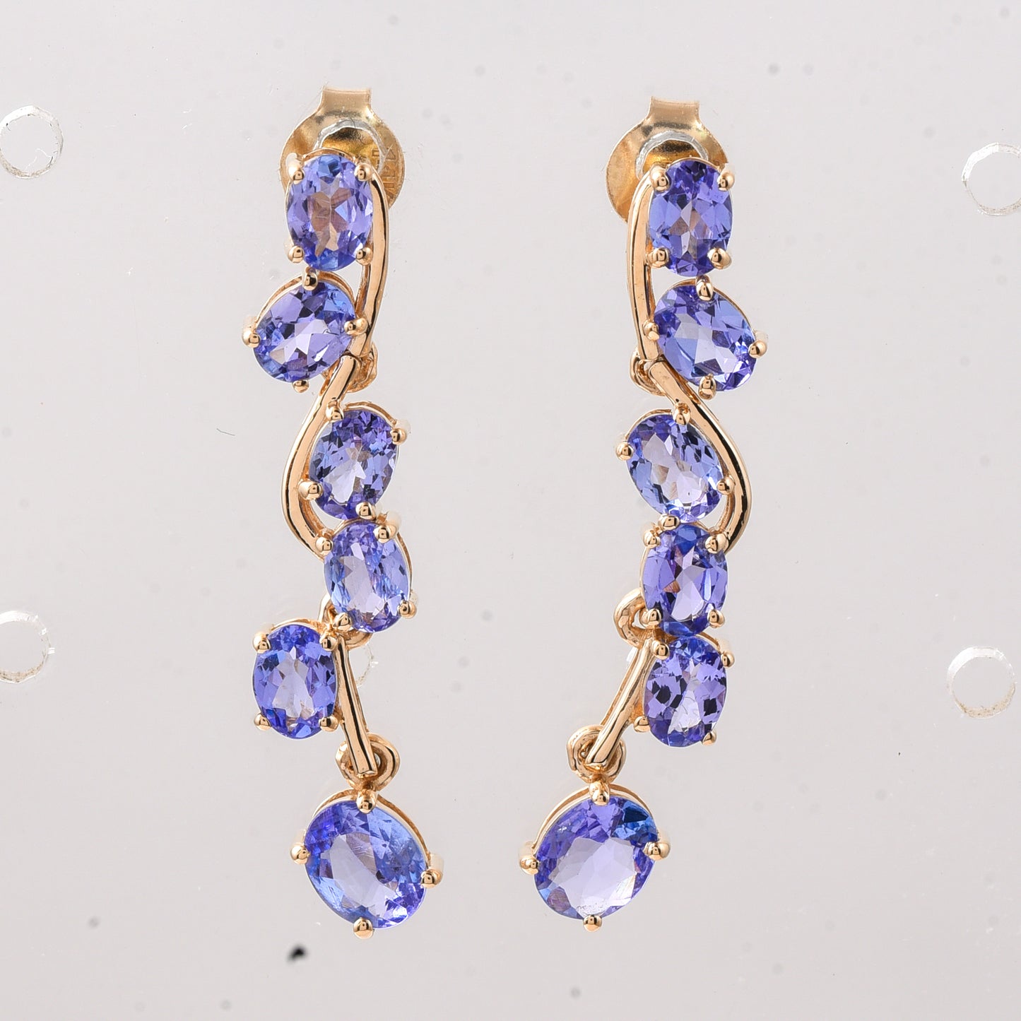 2.15 Ct Oval Natural Tanzanite 14K Gold Earrings