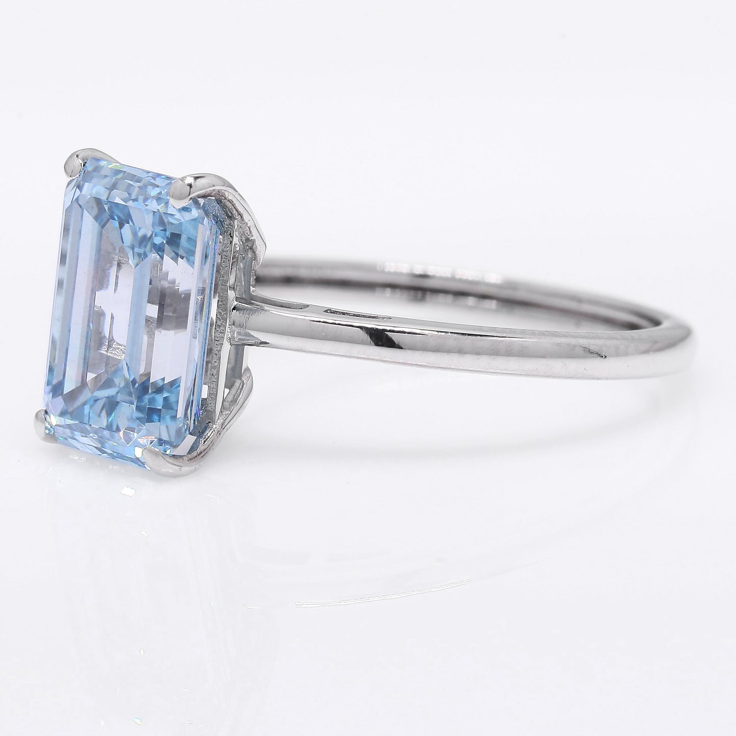 3.31 Ct Emerald Cut Lab Grown Diamond 950 Platinum Ring