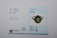3.66 Ct Oval Mixed Cut Natural Green Sapphire 14K Gold Ring