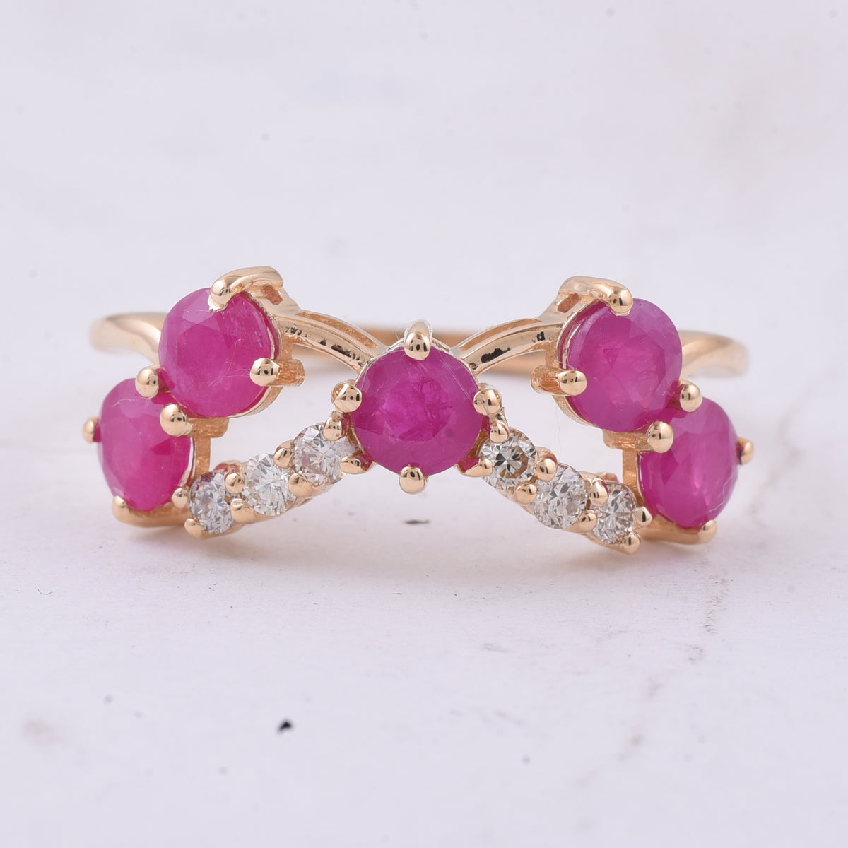 1.89 Ct Round Natural Ruby 14K Gold Ring