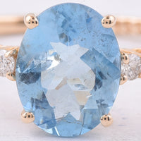 1.56 Ct Oval Natural Aquamarine 14K Gold Ring