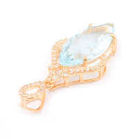 3.09 Ct Marquise Mixed Cut Natural Aquamarine 14K Gold Pendant