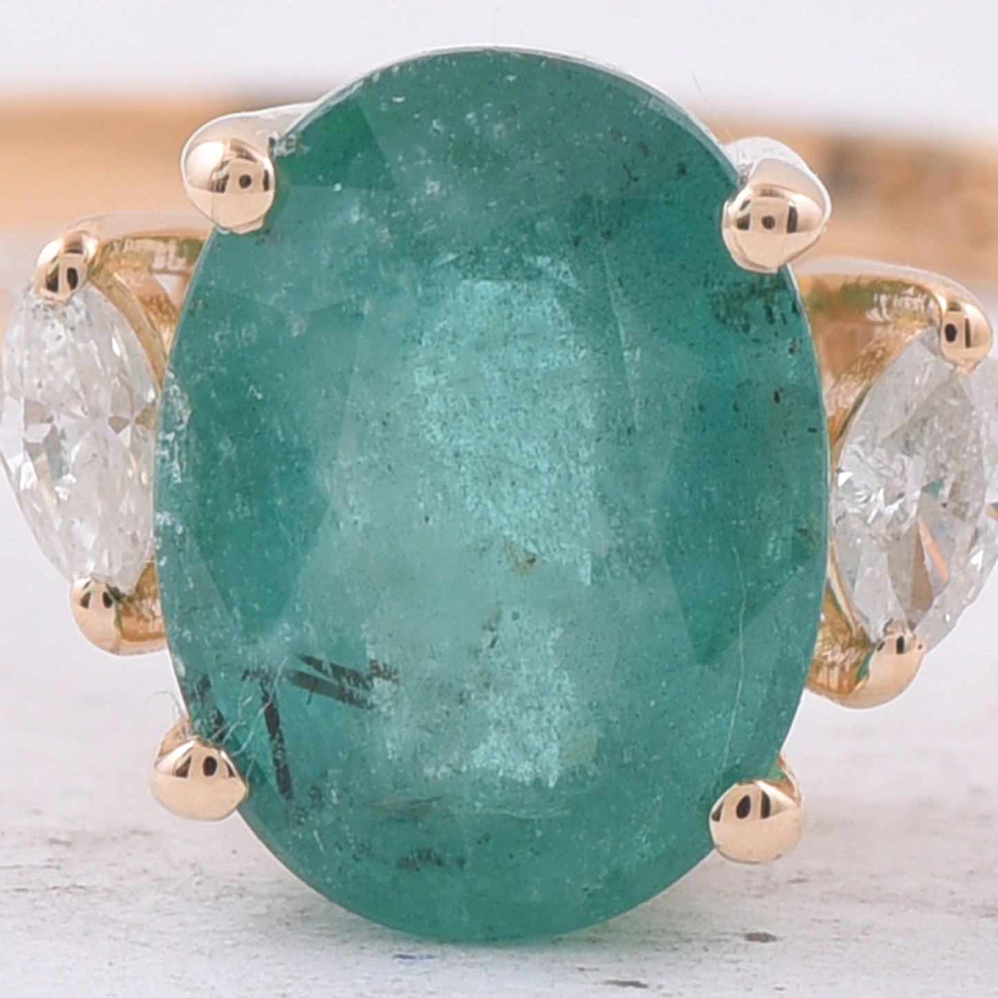 1.26 Ct Oval Natural Emerald 14K Gold Ring