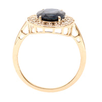 3.02 Ct Oval Natural Sapphire 14K Gold Ring