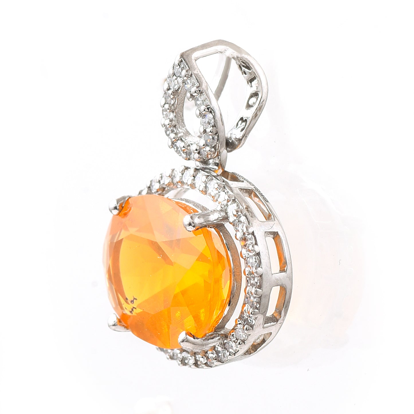 1.91 Ct Oval Fire Opal 950 Platinum Pendant