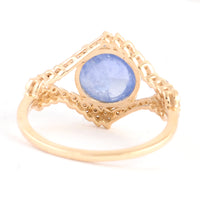 3.90 Ct Round Cabochon Natural Corundum Sapphire 14K Gold Ring