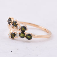0.52 Ct Round Natural Green Tourmaline 14K Gold Ring