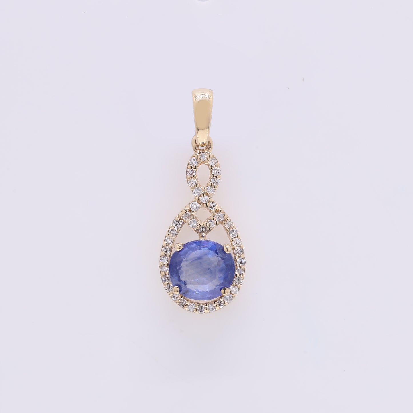 1.42 Ct Round Mixed Cut Natural Sapphire 14K Gold Pendant