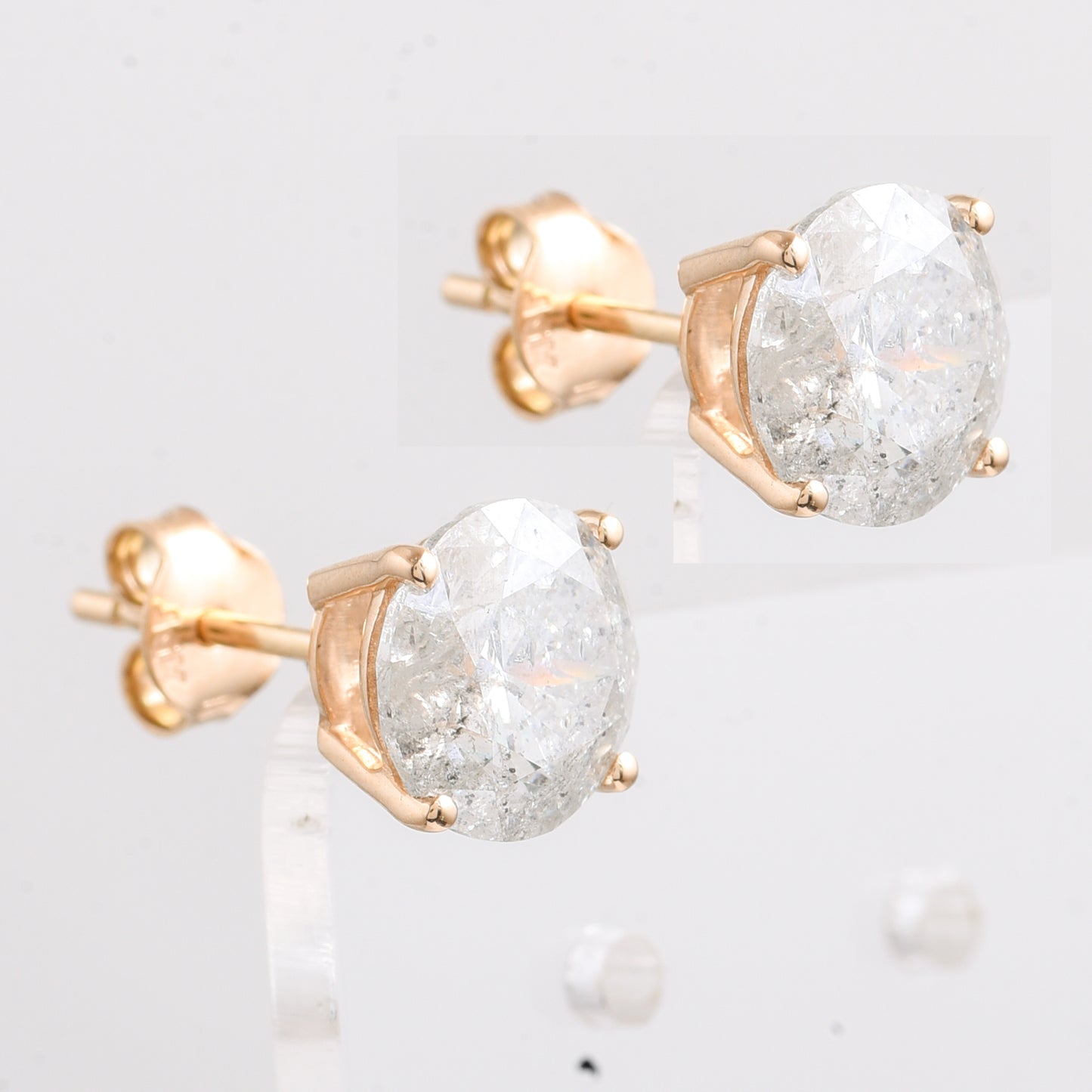 4.26 Ct Round Diamond 14K Gold Earrings