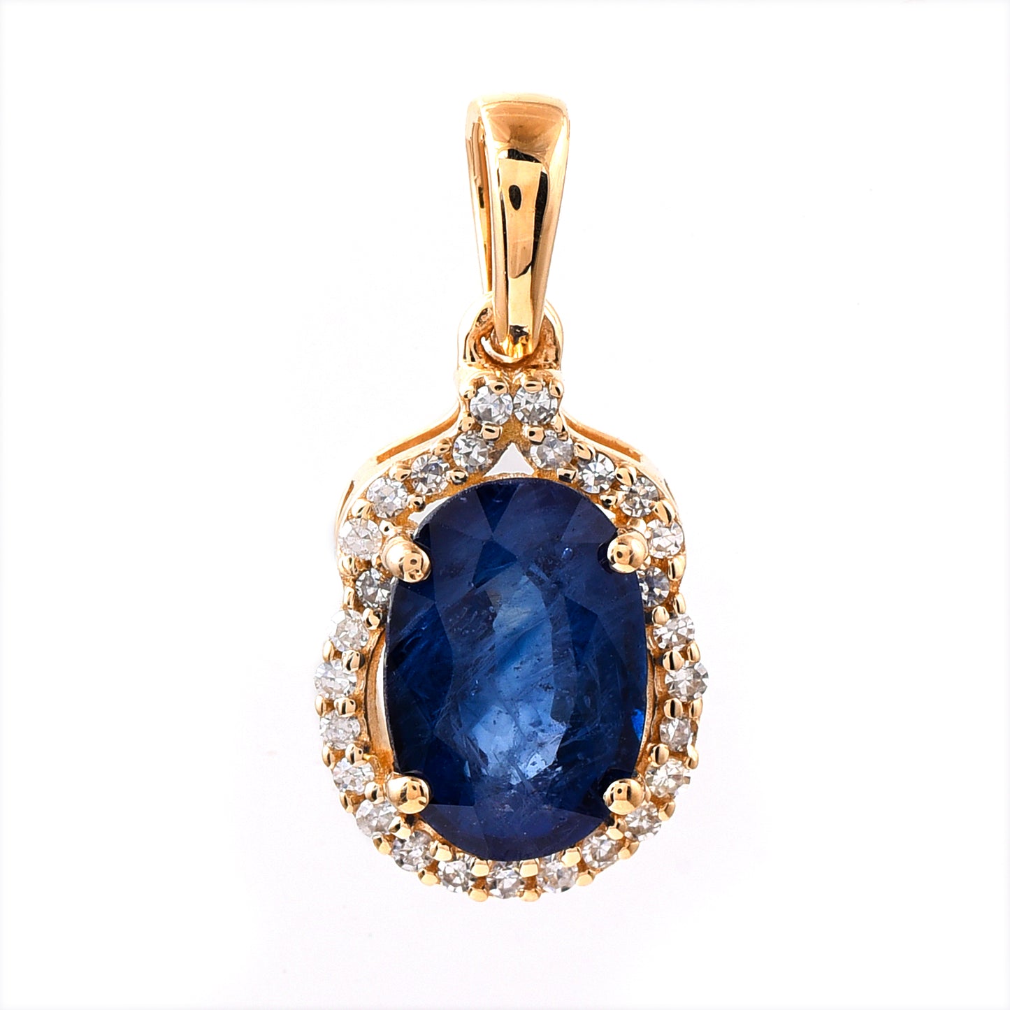 1.69 Ct Oval Mixed Cut Natural Sapphire 14K Gold Pendant