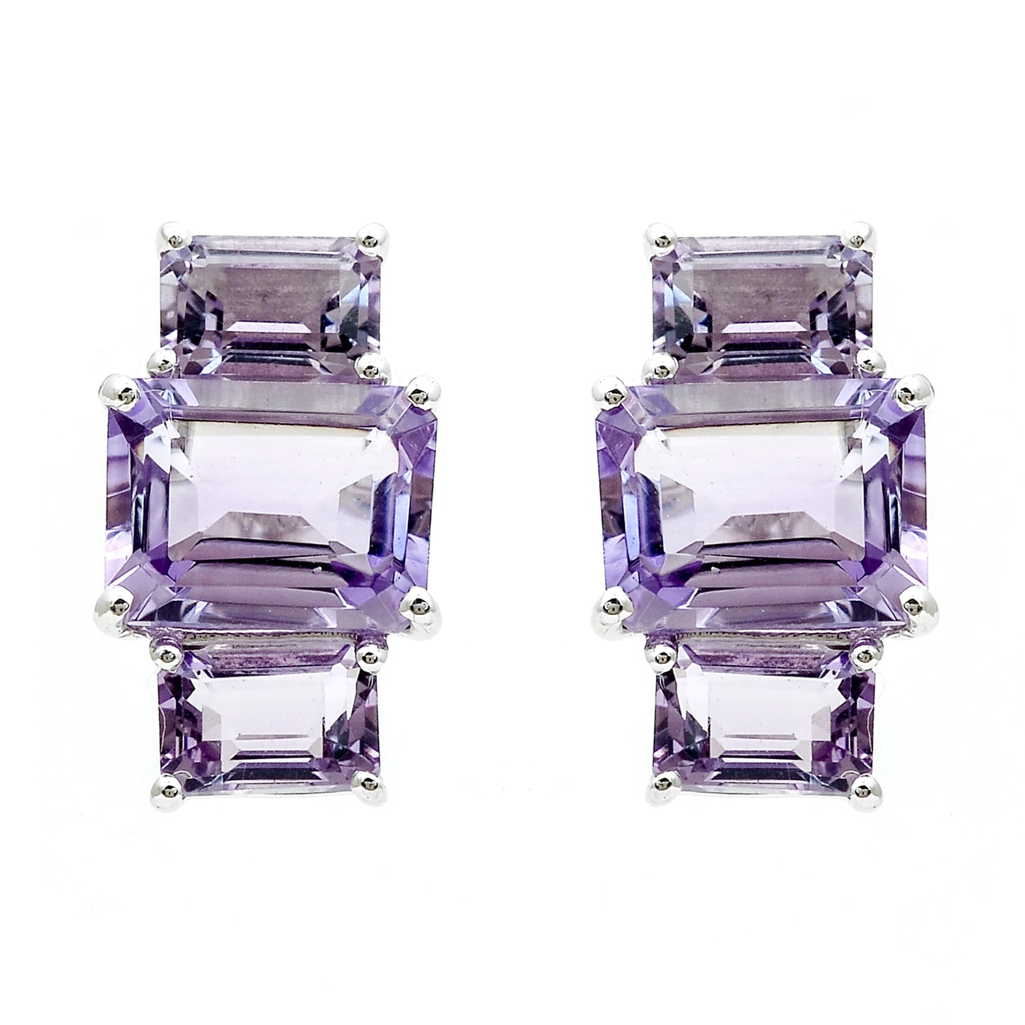 6.61 Ct Octagon Amethyst 925 Sterling Silver Earrings