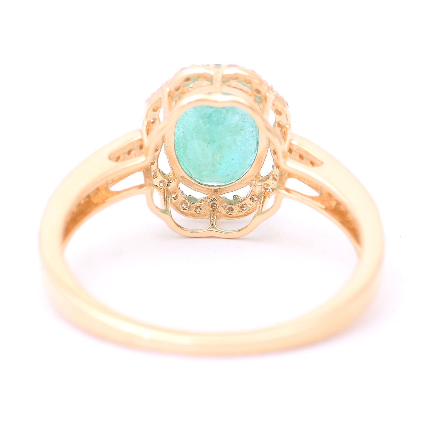 1.85 Ct Oval Mixed Cut Natural Emerald 14K Gold Ring
