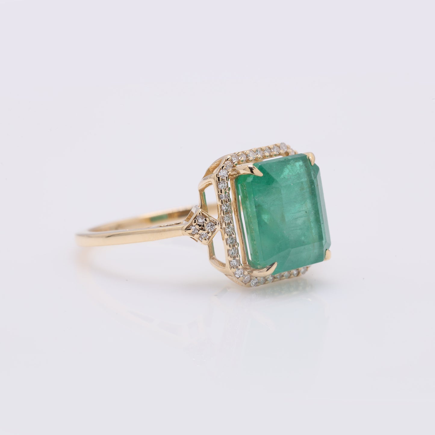 4.61 Ct Octagon Step Cut Natural Emerald 14K Gold Ring