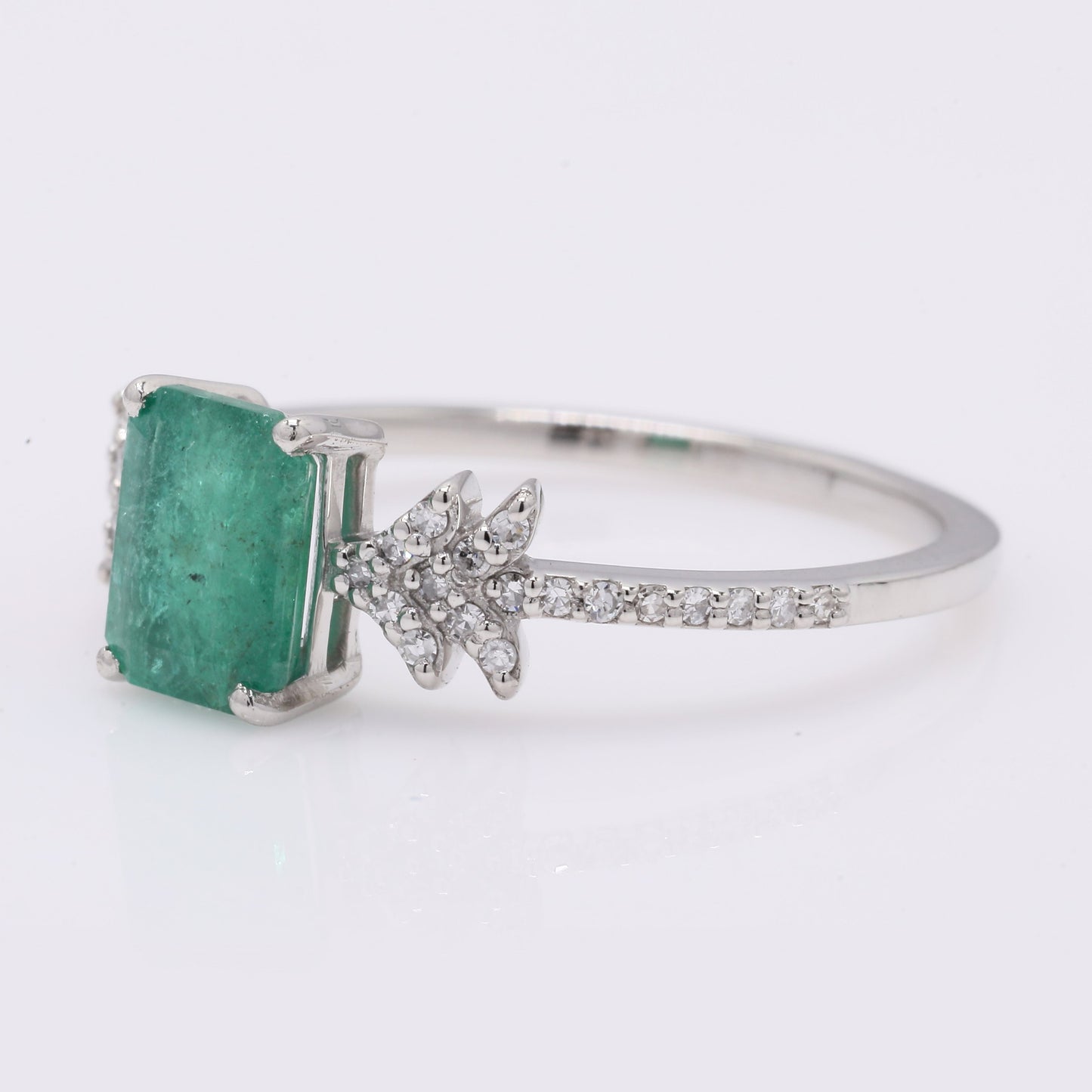 1.10 Ct Octagon Step Cut Natural Emerald 950 Platinum Ring