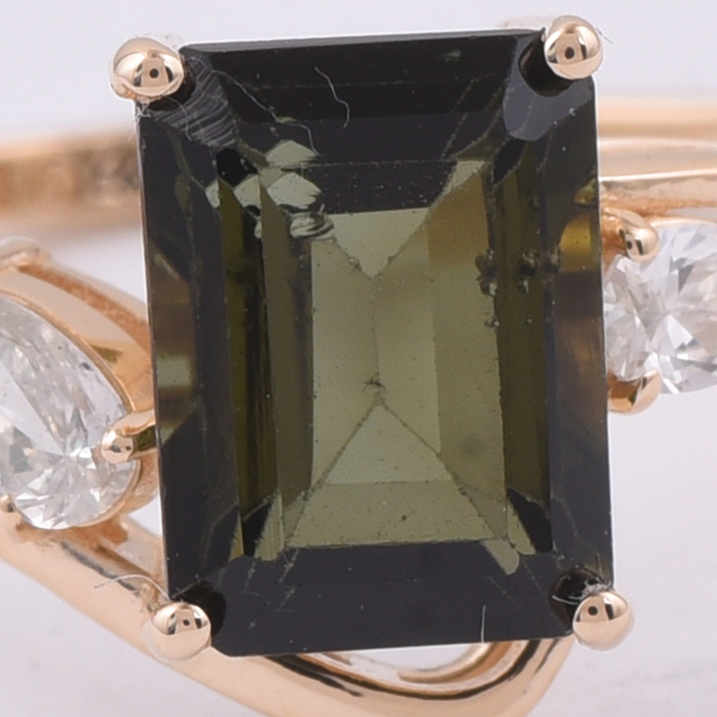 1.79 Ct Octagon Step Cut Natural Green Tourmaline 14K Gold Ring