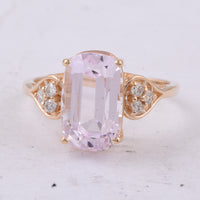 5.77 Ct Cushion Natural Kunzite 14K Gold Ring