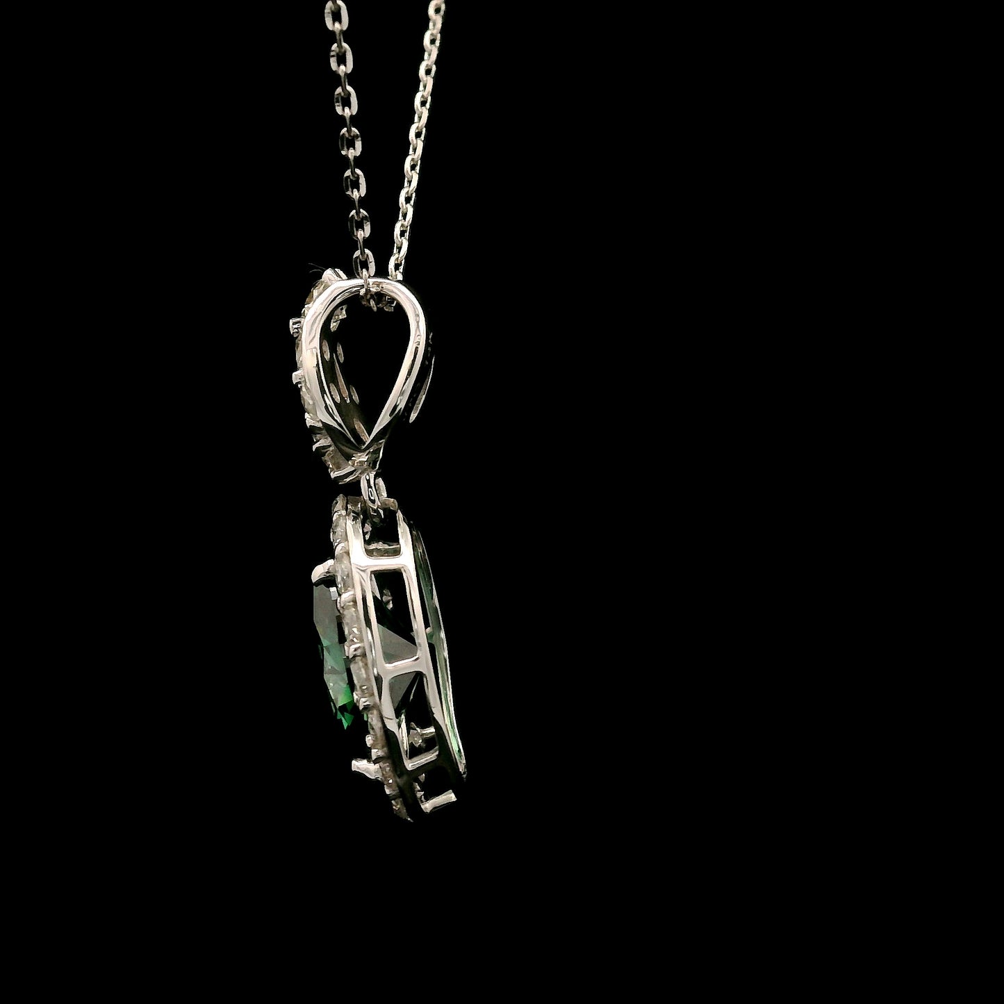 2.21 Carats Green Lab Grown Diamond 14K Gold Pendant