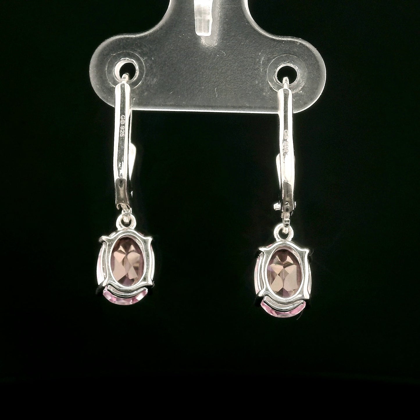 3.16 Ct Oval Pink Topaz 925 Sterling Silver Earrings