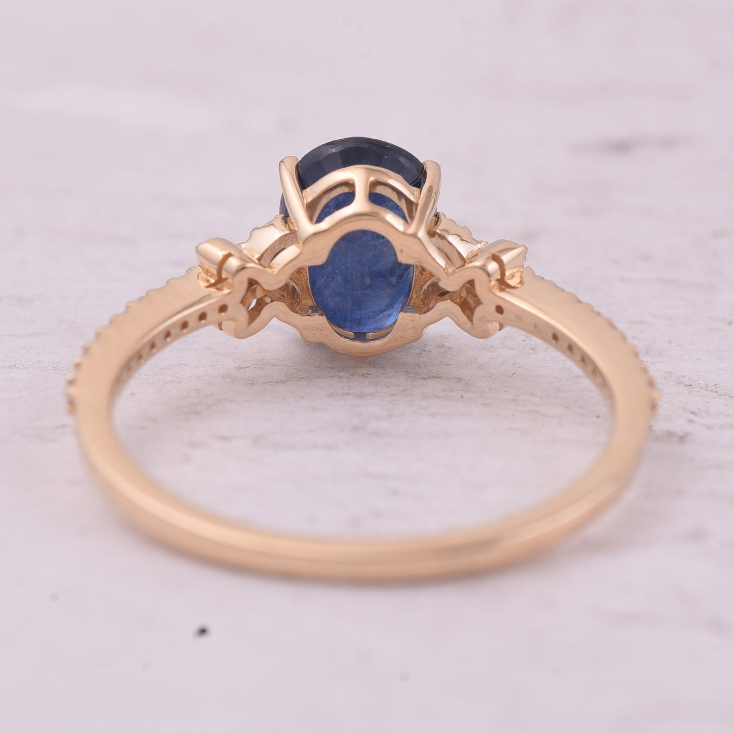 1.73 Ct Oval Mixed Cut Natural Sapphire 14K Gold Ring