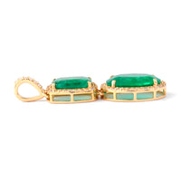 3.31 Ct Oval Mixed Cut, Cushion Mixed Cut Natural Emerald 14K Gold Pendant