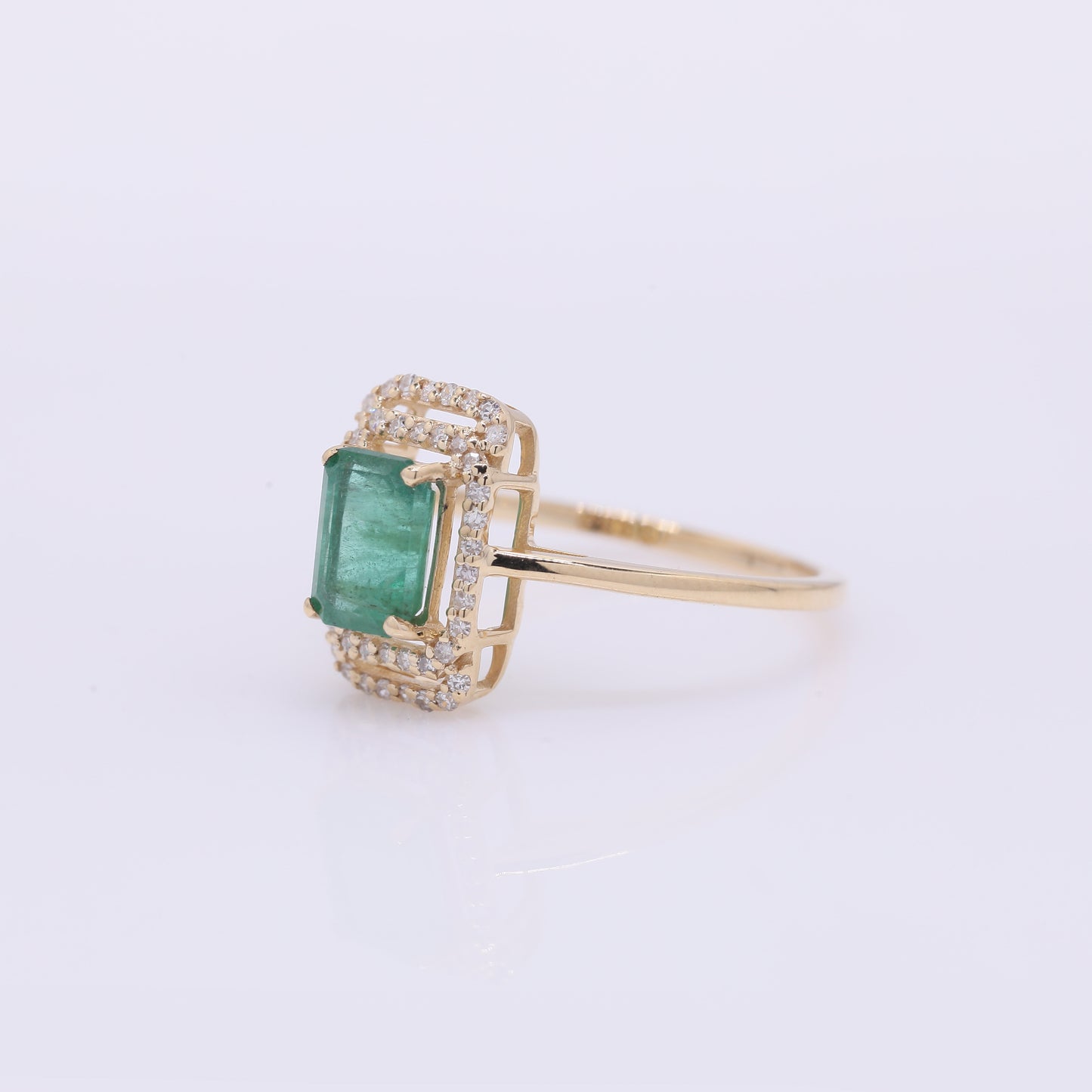 1.14 Ct Octagon Step Cut Natural Emerald 14K Gold Ring