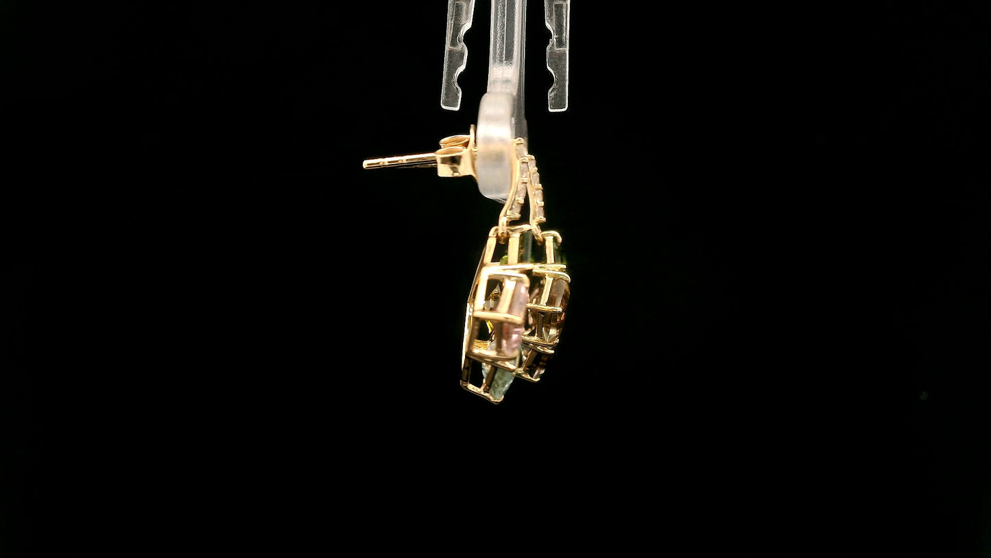 3.13 Ct Square Tourmaline 14K Gold Earrings