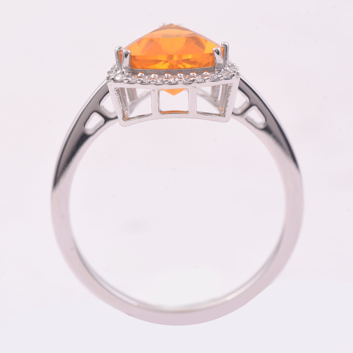 1.06 Ct Triangle Mixed Cut Natural Fire Opal 950 Platinum Ring
