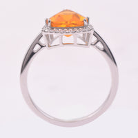 1.06 Ct Triangle Mixed Cut Natural Fire Opal 950 Platinum Ring
