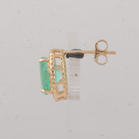 2.92 Ct Oval Emerald 9K Gold Earrings