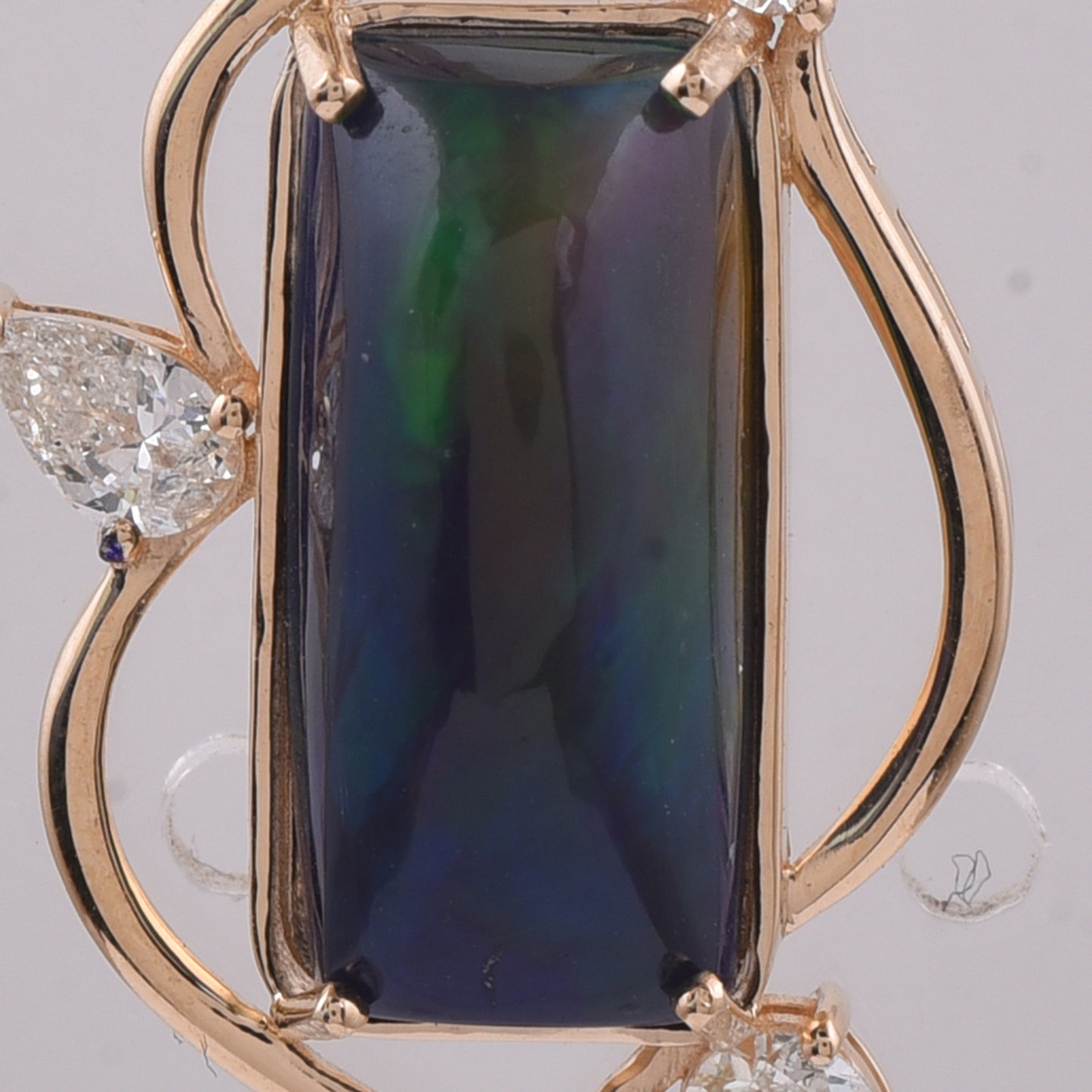 4.71 Ct Rectangle Cabochon Cut Natural Black Opal 14K Gold Pendant