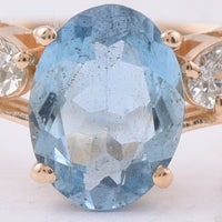 1.01 Ct Oval Natural Aquamarine 14K Gold Ring