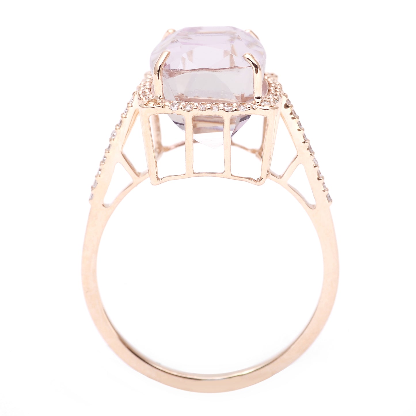 7.15 Ct Cushion Mixed Cut Natural Kunzite 14K Gold Ring