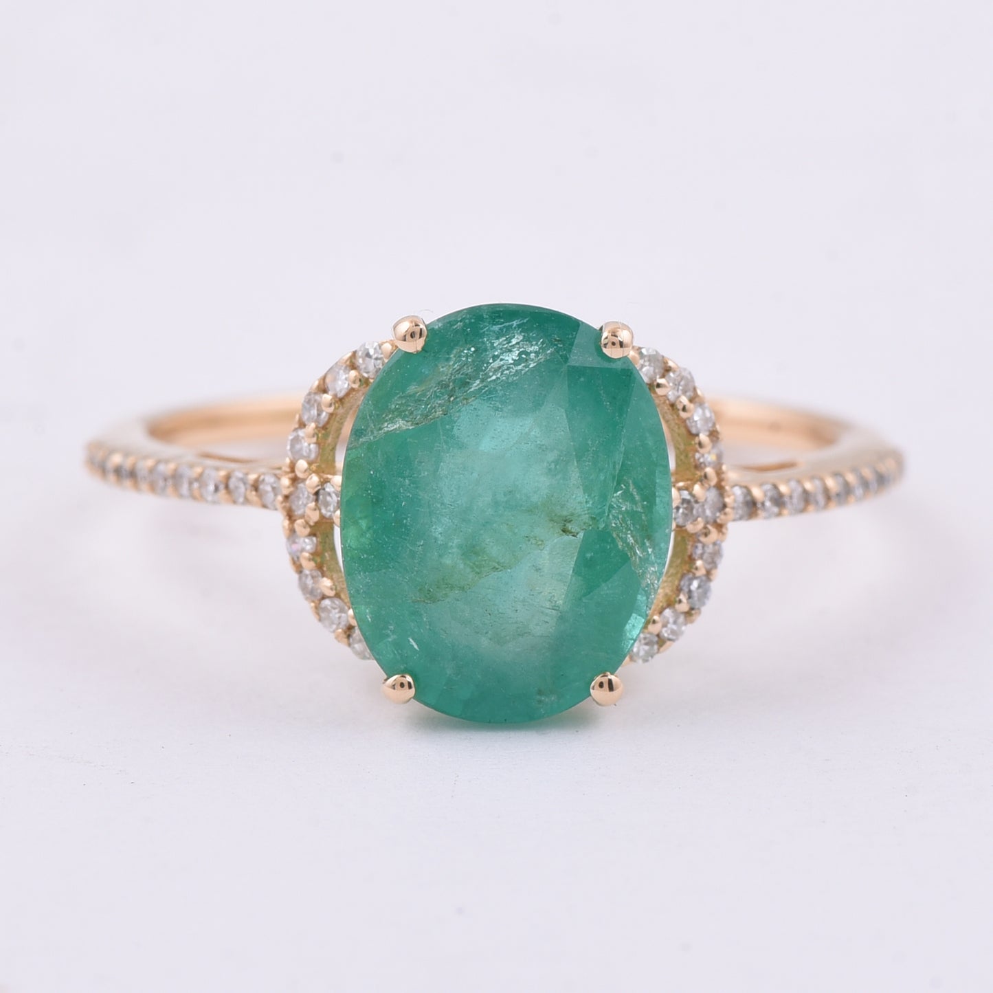2.54 Ct Oval Natural Emerald 14K Gold Ring