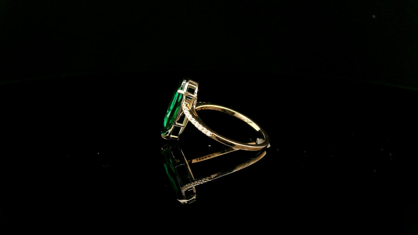 1.82 Ct Pear Lab Grown Emerald 14K Gold Ring