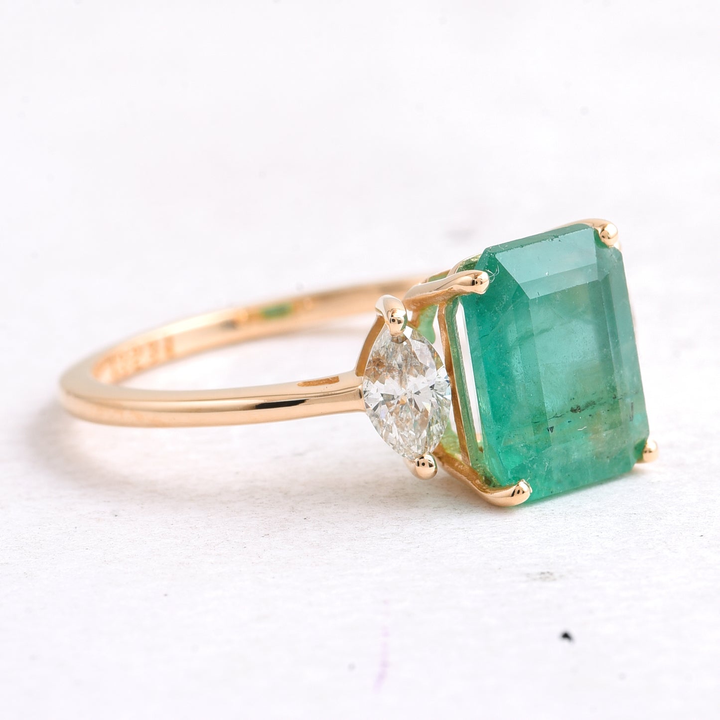 2.52 Ct Octagon Step Cut Natural Emerald 14K Gold Ring