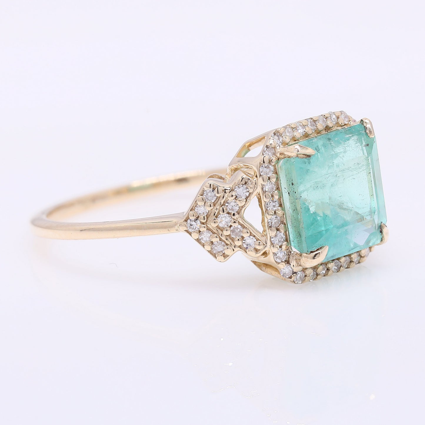 2.48 Ct Octagon Step Cut Natural Emerald 14K Gold Ring
