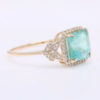2.48 Ct Octagon Step Cut Natural Emerald 14K Gold Ring